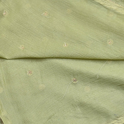 Indian Vintage Dupatta Pista Green Artificial Silk Long Stole hand Embroidered Leheria Scarves Floral Design Stole Veil Wrap
