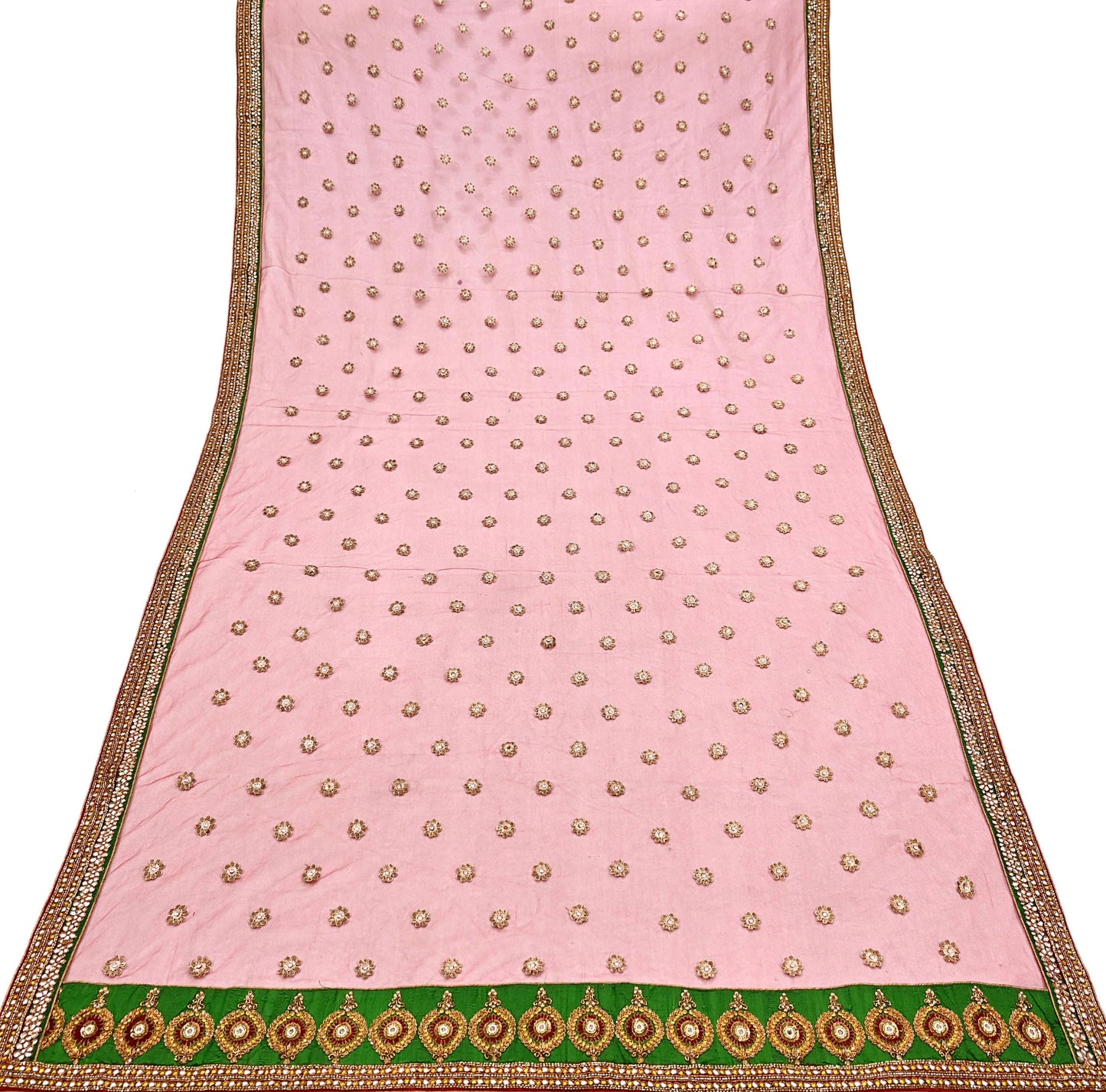 Indian Vintage Luxury Wedding Red Dupatta Net Mesh Long Stole Hand Embroidered Scarves Golden Zardozi Dabka Zari Stole