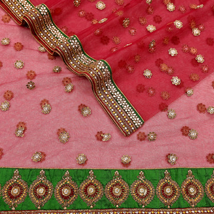 Indian Vintage Luxury Wedding Red Dupatta Net Mesh Long Stole Hand Embroidered Scarves Golden Zardozi Dabka Zari Stole