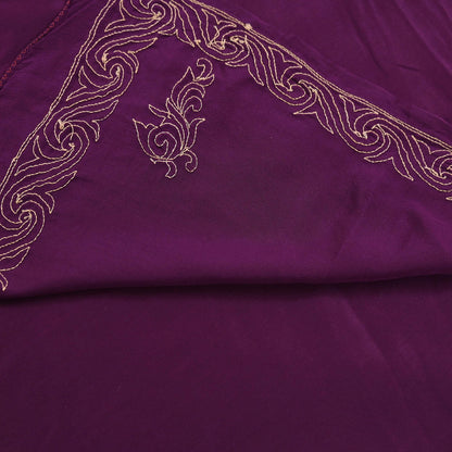Indian Vintage Heavy Sari Purple Pure Crepe Silk Hand Embroidered Saree Craft Fabric 5Yd Sewing Dress making Crafting Quilting Blouse size M