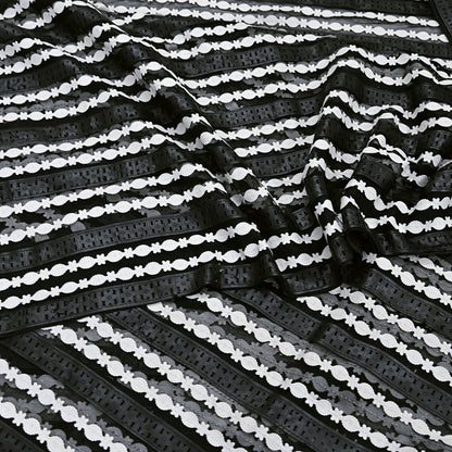 Indian Vintage Black Saree Net/Mesh Embroidered Sari Craft Fabric Floral 5Yd Zari Ethnic