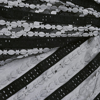 Indian Vintage Black Saree Net/Mesh Embroidered Sari Craft Fabric Floral 5Yd Zari Ethnic