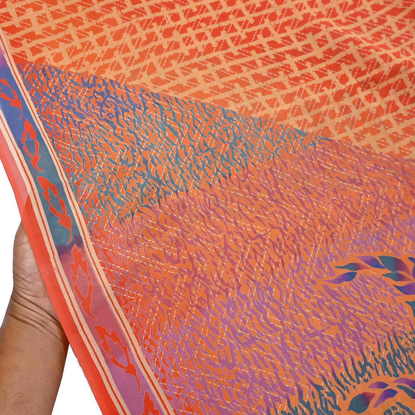 Indian Vintage Sari Multi Pure Georgette Silk Printed Sarees 6Yd Craft Fabric Sewing Quilting Dress making Crafting Dress Designing