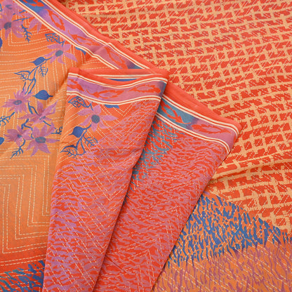 Indian Vintage Sari Multi Pure Georgette Silk Printed Sarees 6Yd Craft Fabric Sewing Quilting Dress making Crafting Dress Designing