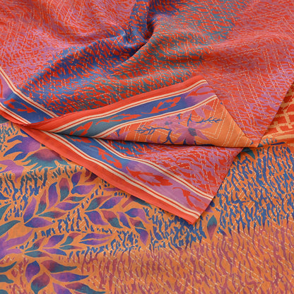 Indian Vintage Sari Multi Pure Georgette Silk Printed Sarees 6Yd Craft Fabric Sewing Quilting Dress making Crafting Dress Designing