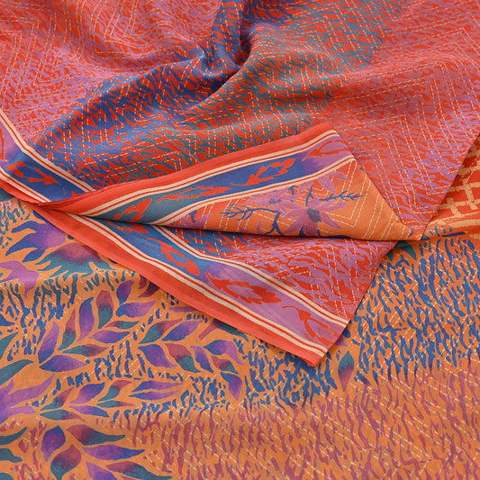 Indian Vintage Sari Multi Pure Georgette Silk Printed Sarees 6Yd Craft Fabric Sewing Quilting Dress making Crafting Dress Designing