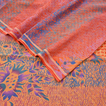 Indian Vintage Sari Multi Pure Georgette Silk Printed Sarees 6Yd Craft Fabric Sewing Quilting Dress making Crafting Dress Designing