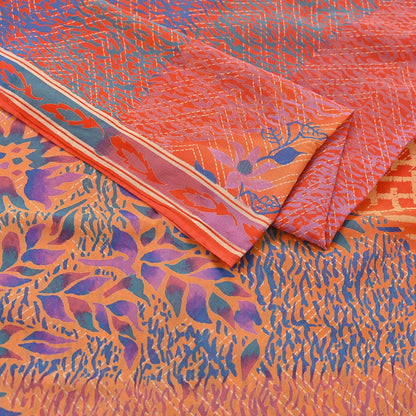 Indian Vintage Sari Multi Pure Georgette Silk Printed Sarees 6Yd Craft Fabric Sewing Quilting Dress making Crafting Dress Designing