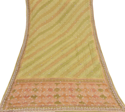 Indian Vintage Green Dupatta Long Stole Pure Silk Hand Embroidered Scarves Veil Scarf Wrap Hippie Boho