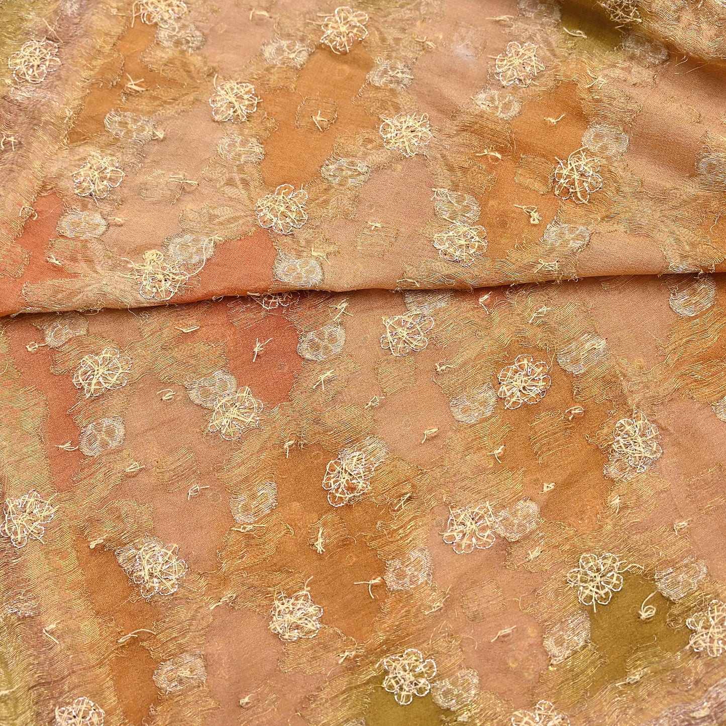 Indian Vintage Green Dupatta Long Stole Pure Silk Hand Embroidered Scarves Veil Scarf Wrap Hippie Boho