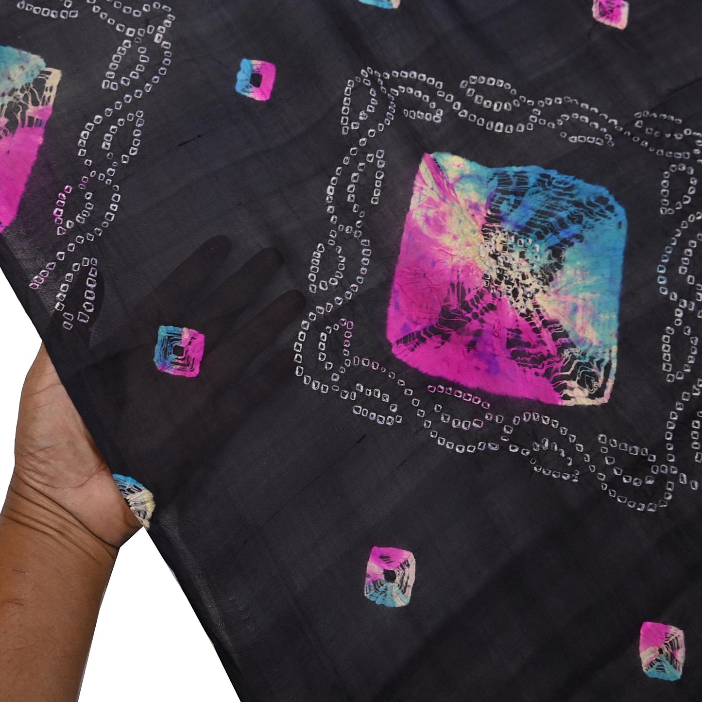Women Indian Vintage Black Dupatta Long Stole Pure silk Bandhani Dupatta Veil Scarves soft Boho Wrap