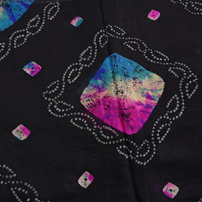 Women Indian Vintage Black Dupatta Long Stole Pure silk Bandhani Dupatta Veil Scarves soft Boho Wrap