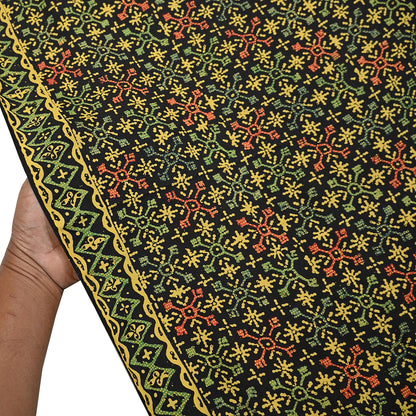 Indian Vintage Black Dupatta Long Stole Pure silk Block Printed Dupatta Veil Scarves soft Boho Wrap Dressmaking