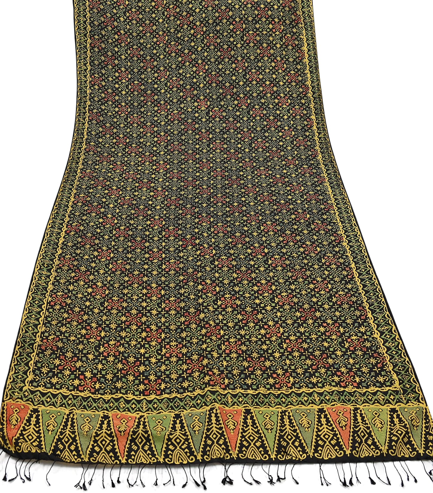 Indian Vintage Black Dupatta Long Stole Pure silk Block Printed Dupatta Veil Scarves soft Boho Wrap Dressmaking