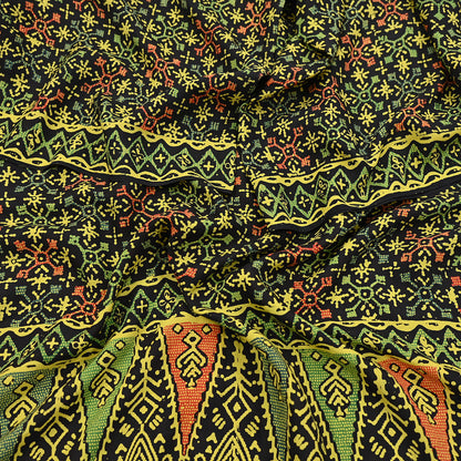 Indian Vintage Black Dupatta Long Stole Pure silk Block Printed Dupatta Veil Scarves soft Boho Wrap Dressmaking