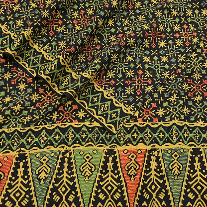 Indian Vintage Black Dupatta Long Stole Pure silk Block Printed Dupatta Veil Scarves soft Boho Wrap Dressmaking