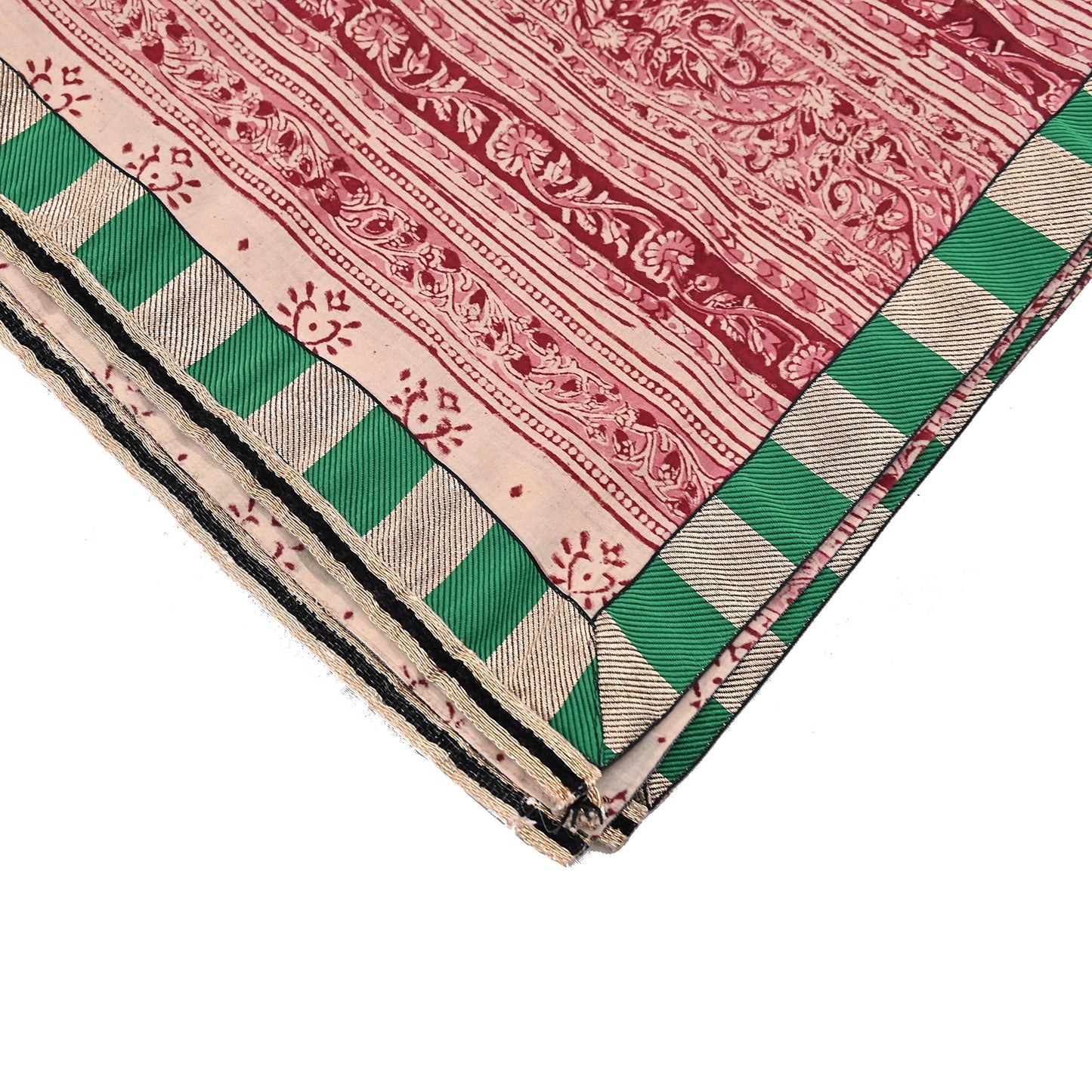 Indian Red & Beige Vintage Dupatta Long Stole Block Print 100% Pure Cotton Scarf Veil Soft Floral Boho Scarves