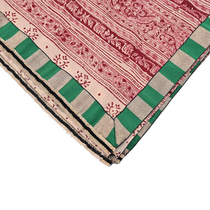 Indian Red & Beige Vintage Dupatta Long Stole Block Print 100% Pure Cotton Scarf Veil Soft Floral Boho Scarves