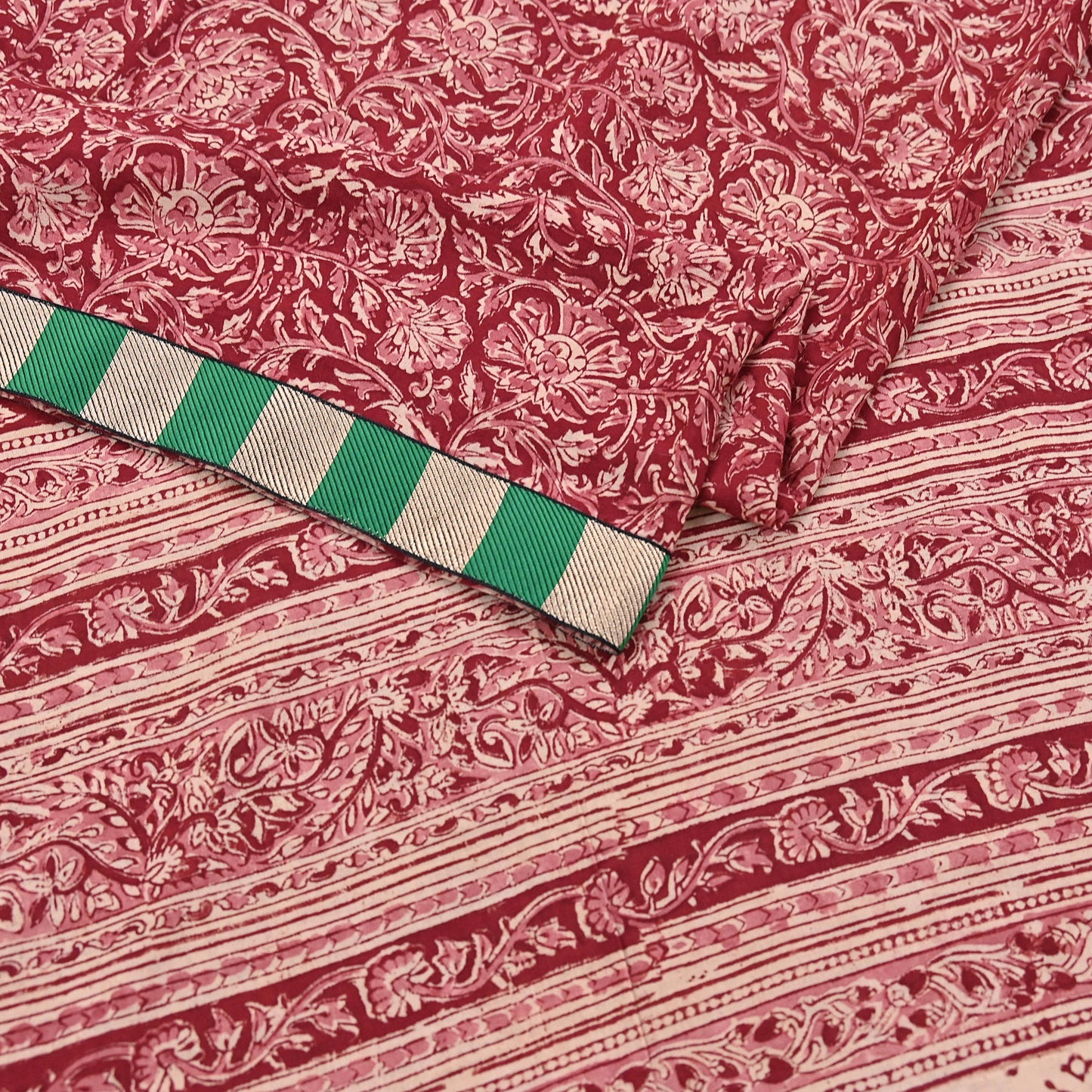 Indian Red & Beige Vintage Dupatta Long Stole Block Print 100% Pure Cotton Scarf Veil Soft Floral Boho Scarves