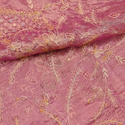 Indian Vintage Bridal Heavy Dupatta Pink Pure Tissue Silk Long Stole Hand Embroidered Hijab Scarves Zari Zardozi/Dabka Wedding Hijab Veil