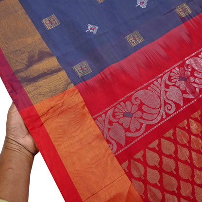 Indian Vintage Sari Red & Gray Artificial Silk Hand Woven Brocade Sarees 5yd Ethnic Craft Fabric Sewing Wedding Sarees Dress making Crafting