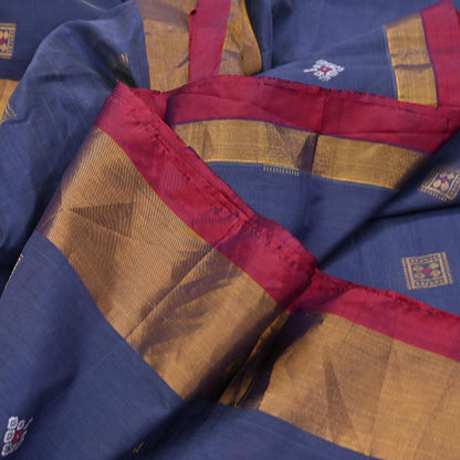 Indian Vintage Sari Red & Gray Artificial Silk Hand Woven Brocade Sarees 5yd Ethnic Craft Fabric Sewing Wedding Sarees Dress making Crafting