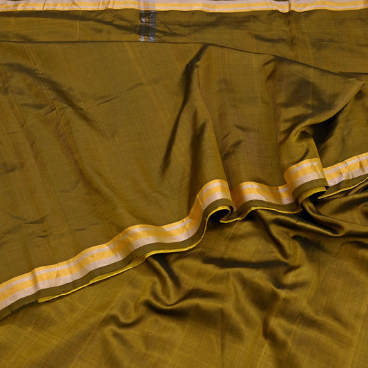 Indian Vintage Sari Green Mysore Silk Woven Sarees Craft Fabric 5Yd Ethnic South silk Dress Making Crafting Upcycle Quilting Zari Border