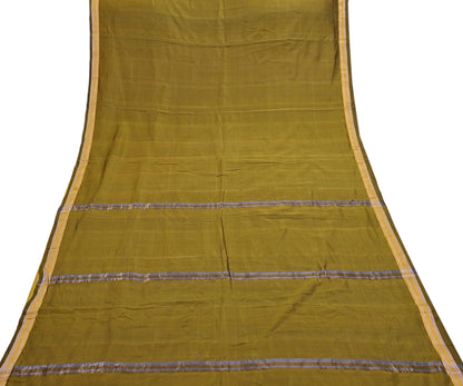 Indian Vintage Sari Green Mysore Silk Woven Sarees Craft Fabric 5Yd Ethnic South silk Dress Making Crafting Upcycle Quilting Zari Border