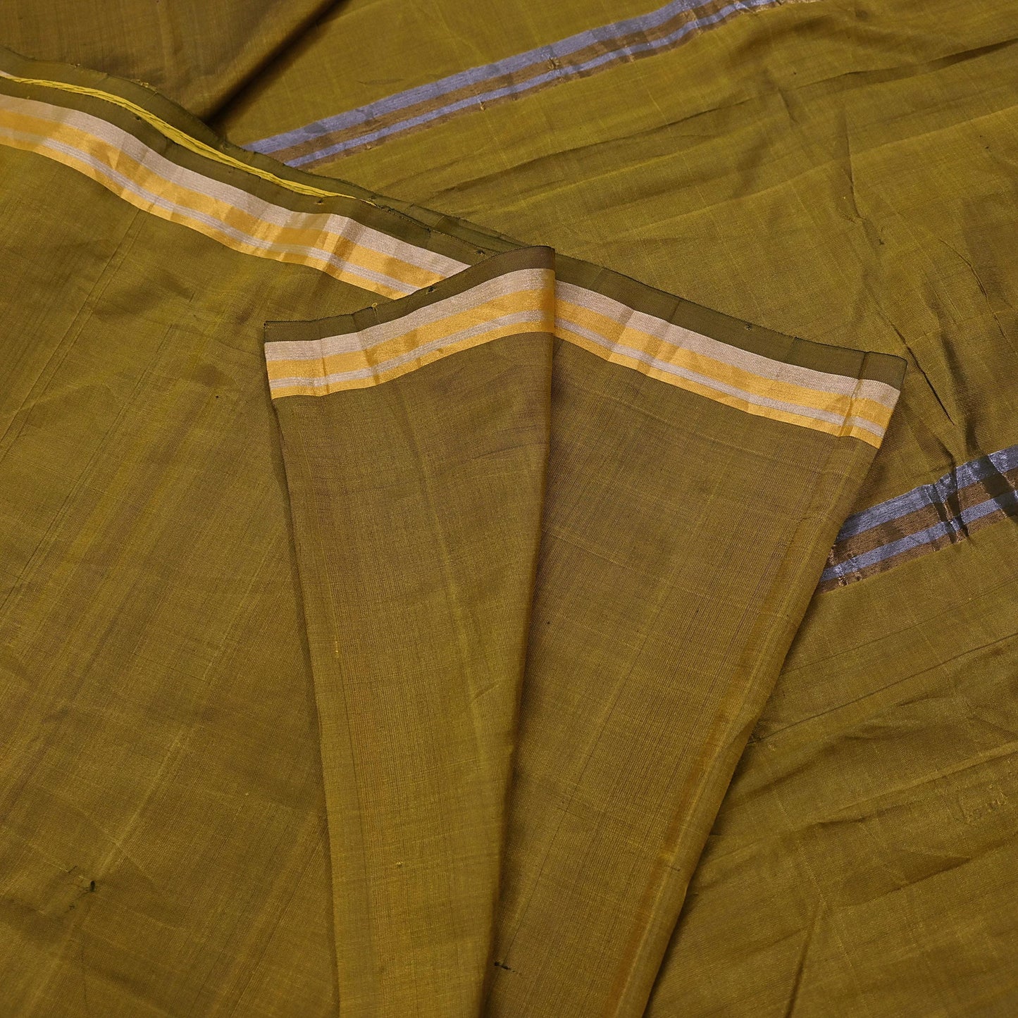 Indian Vintage Sari Green Mysore Silk Woven Sarees Craft Fabric 5Yd Ethnic South silk Dress Making Crafting Upcycle Quilting Zari Border