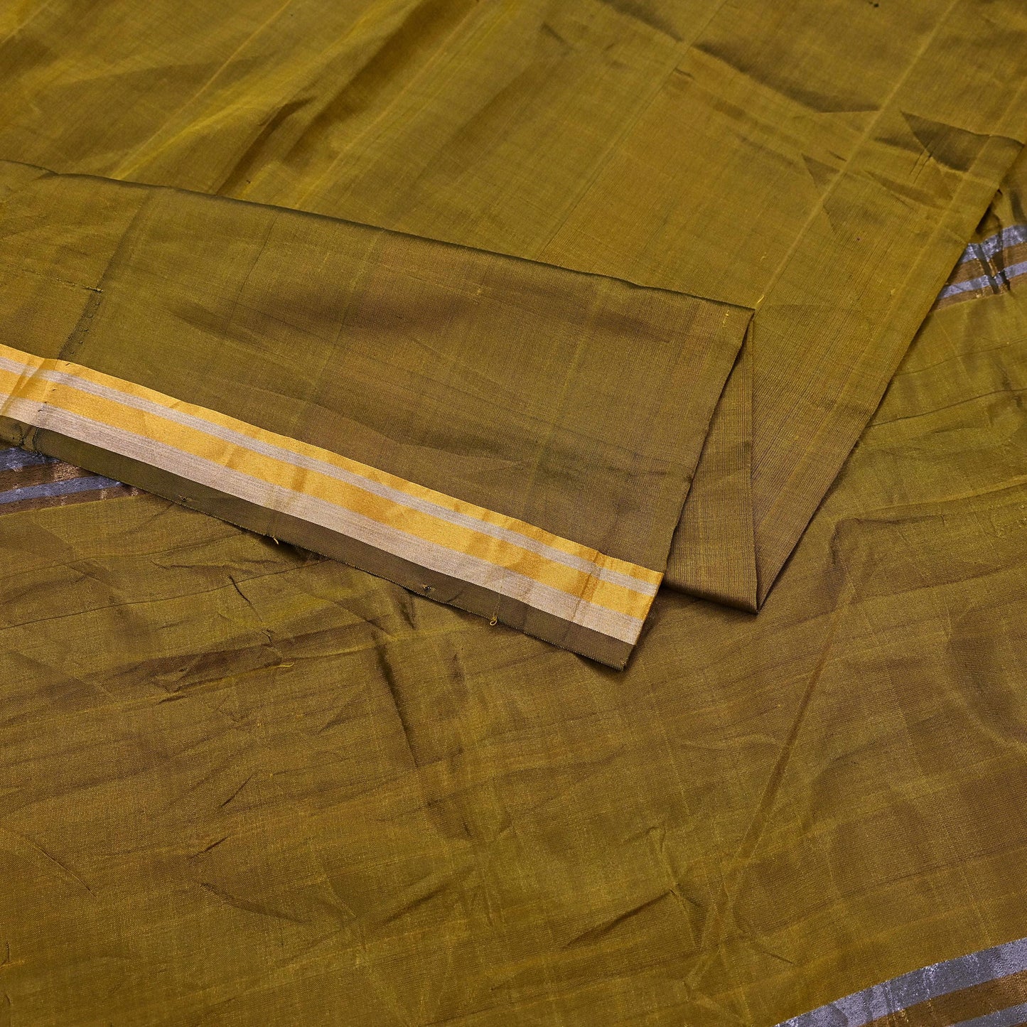 Indian Vintage Sari Green Mysore Silk Woven Sarees Craft Fabric 5Yd Ethnic South silk Dress Making Crafting Upcycle Quilting Zari Border