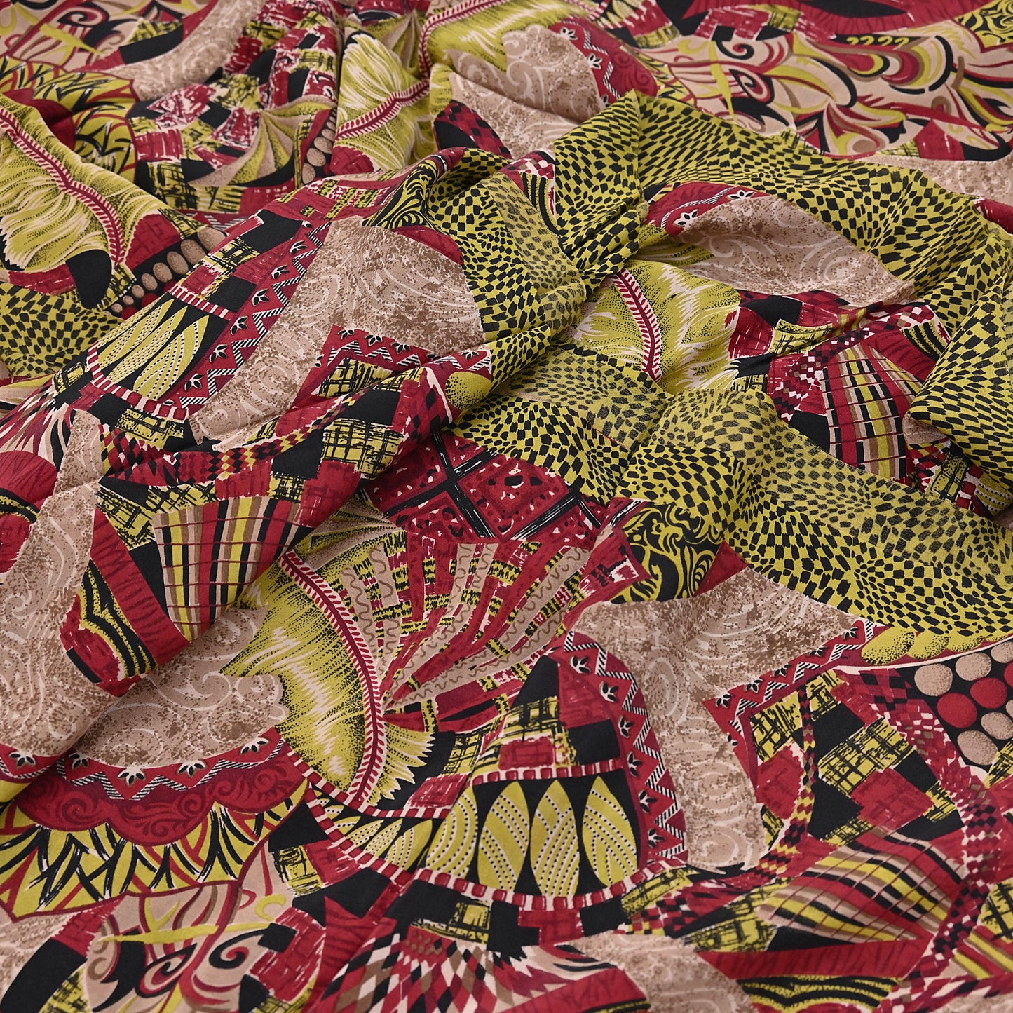 Indian Vintage Sari Black & Red Pure Crepe Silk Printed Sarees 5yd Sewing Floral Soft Craft Fabric Wrap Dress making Crafting Quilting