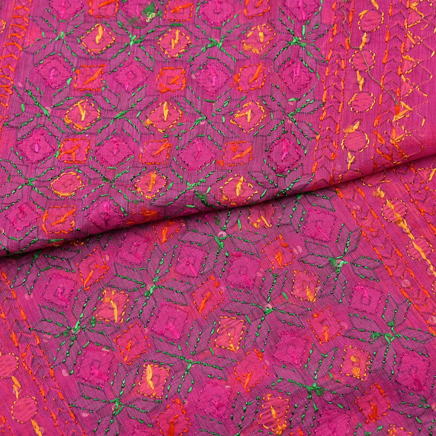 Indian Vintage Dupatta Pink Chanderi Long Stole Hand Embroidered Bagh Phulkari Stole Scarves Party wear