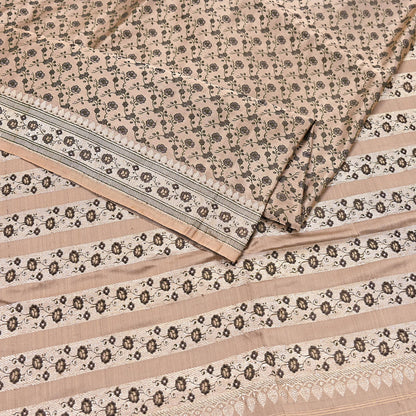 Indian Vintage Sari Beige Heavy Pure Silk Woven Banarasi Brocade Saree Fabric 5Yd Ethnic Dress making Crafting Bollywood Dress Designing