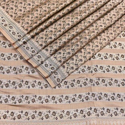 Indian Vintage Sari Beige Heavy Pure Silk Woven Banarasi Brocade Saree Fabric 5Yd Ethnic Dress making Crafting Bollywood Dress Designing