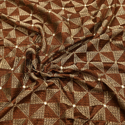 Indian Vintage Brown Heavy Dupatta Long Stole Chanderi Hand Embroidered Bagh Phulkari Stole Scarves Golden lace