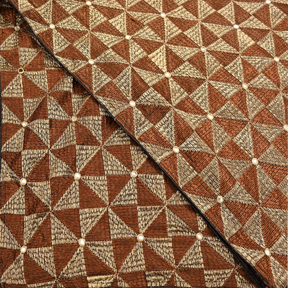 Indian Vintage Brown Heavy Dupatta Long Stole Chanderi Hand Embroidered Bagh Phulkari Stole Scarves Golden lace