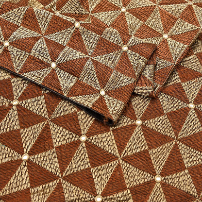 Indian Vintage Brown Heavy Dupatta Long Stole Chanderi Hand Embroidered Bagh Phulkari Stole Scarves Golden lace