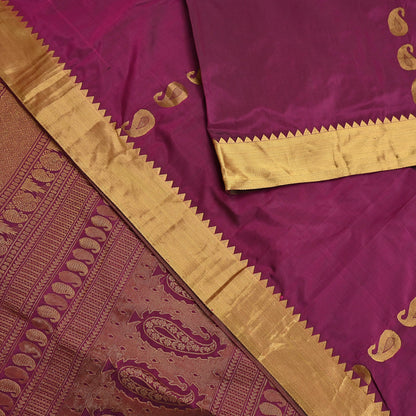 Vintage Heavy Sari Purple Hand Woven Kanjivaram Artificial Silk Sarees Zari 5Yd Floral Craft Fabric Dress making Crafting Quilting