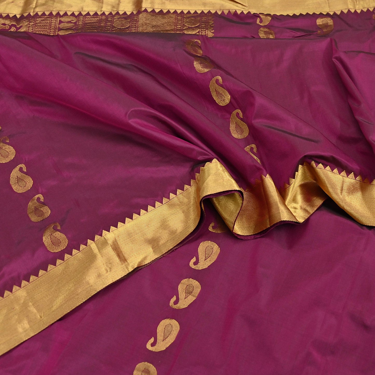Vintage Heavy Sari Purple Hand Woven Kanjivaram Artificial Silk Sarees Zari 5Yd Floral Craft Fabric Dress making Crafting Quilting