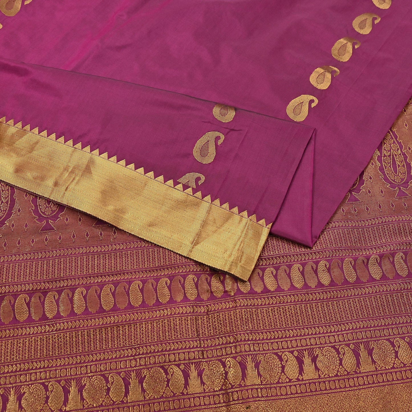 Vintage Heavy Sari Purple Hand Woven Kanjivaram Artificial Silk Sarees Zari 5Yd Floral Craft Fabric Dress making Crafting Quilting