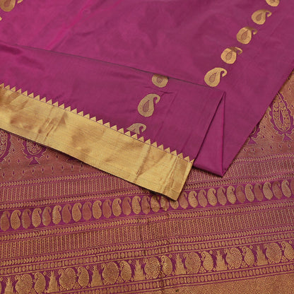 Vintage Heavy Sari Purple Hand Woven Kanjivaram Artificial Silk Sarees Zari 5Yd Floral Craft Fabric Dress making Crafting Quilting
