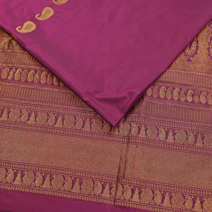 Vintage Heavy Sari Purple Hand Woven Kanjivaram Artificial Silk Sarees Zari 5Yd Floral Craft Fabric Dress making Crafting Quilting