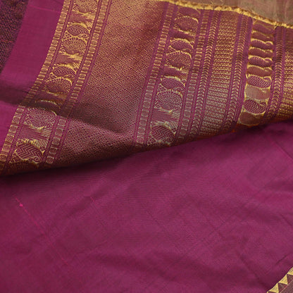 Vintage Heavy Sari Purple Hand Woven Kanjivaram Artificial Silk Sarees Zari 5Yd Floral Craft Fabric Dress making Crafting Quilting