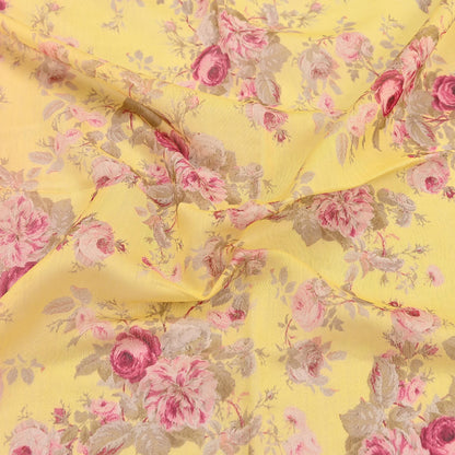 Indian Vintage Peach & yellow Dupatta Long Stole Hand Block Print Pure Chanderi Silk Scarves Veil Golden Zari