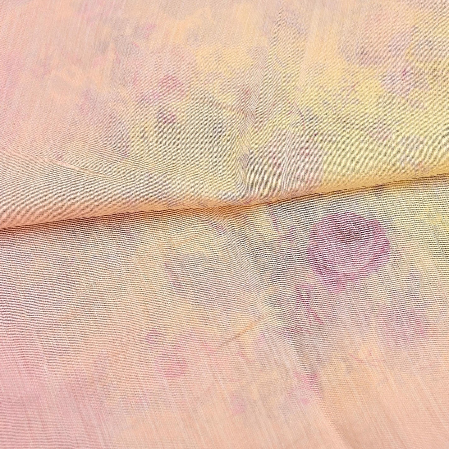 Indian Vintage Peach & yellow Dupatta Long Stole Hand Block Print Pure Chanderi Silk Scarves Veil Golden Zari