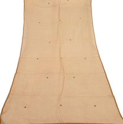 Indian Vintage Dupatta Mustard Long Stole Organza Embroidered Scarves Veil Soft Floral Design
