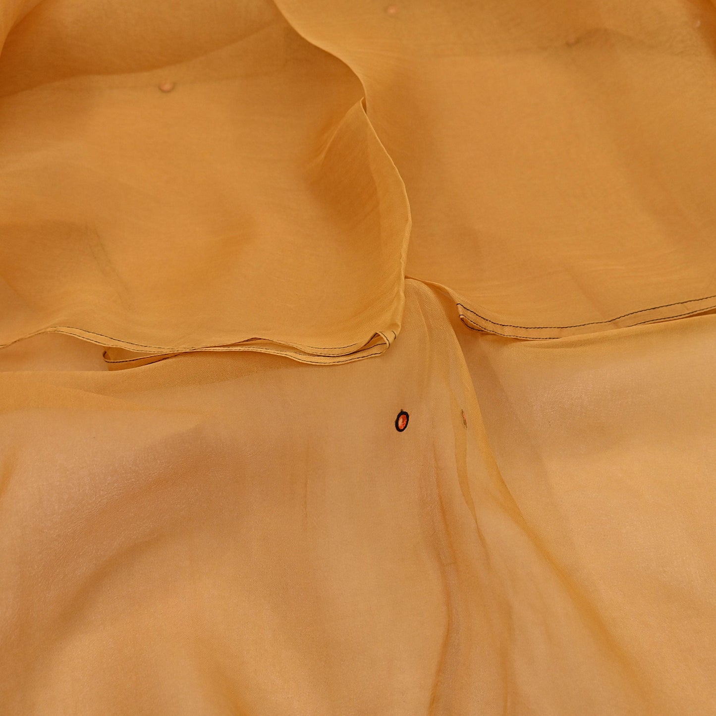 Indian Vintage Dupatta Mustard Long Stole Organza Embroidered Scarves Veil Soft Floral Design