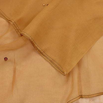Indian Vintage Dupatta Mustard Long Stole Organza Embroidered Scarves Veil Soft Floral Design