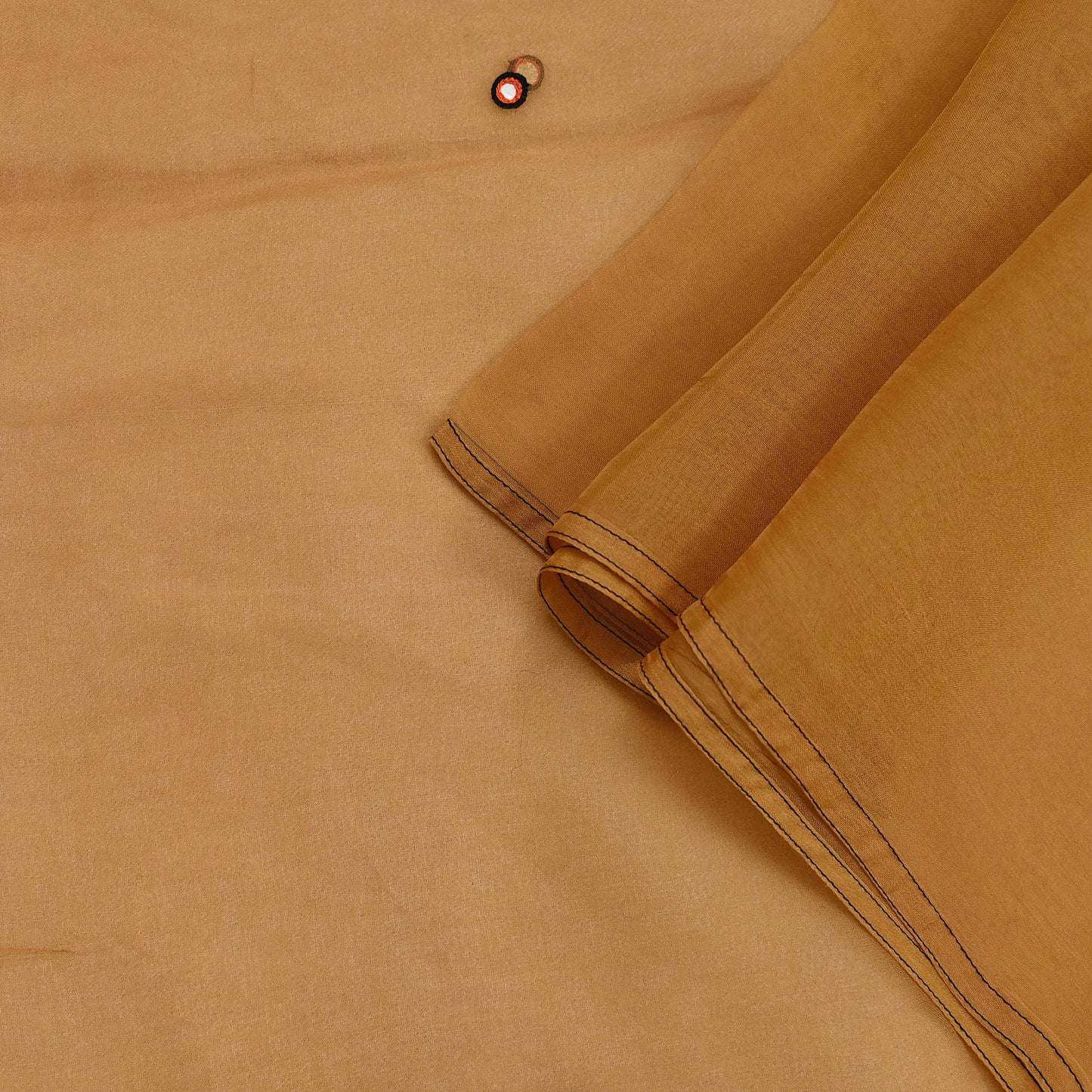 Indian Vintage Dupatta Mustard Long Stole Organza Embroidered Scarves Veil Soft Floral Design