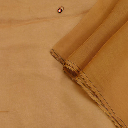 Indian Vintage Dupatta Mustard Long Stole Organza Embroidered Scarves Veil Soft Floral Design